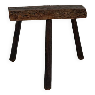 Tabouret bois brut tripode