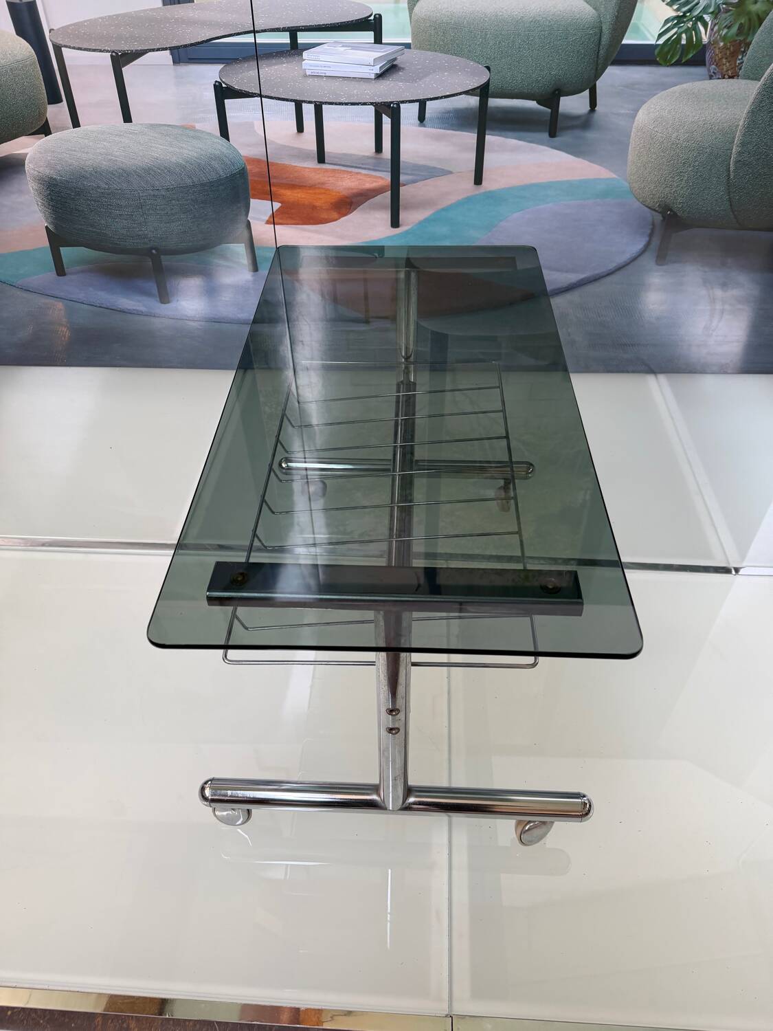 Metal and smoked glass hi-fi video furniture