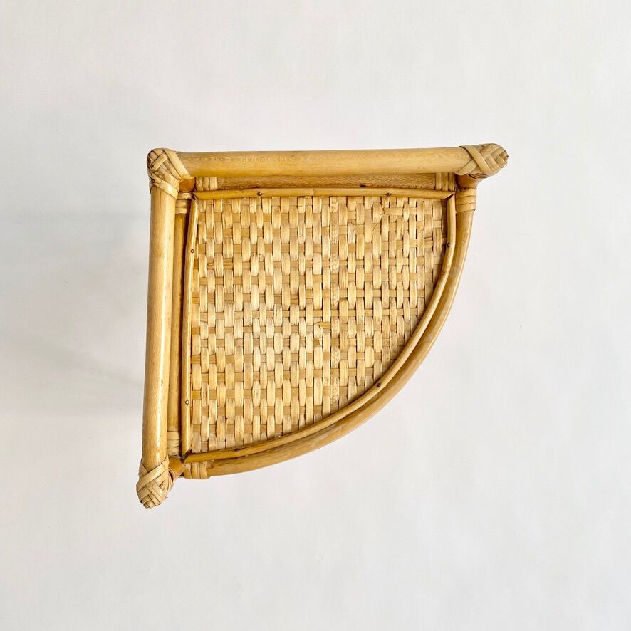 Vintage rattan corner shelf 60
