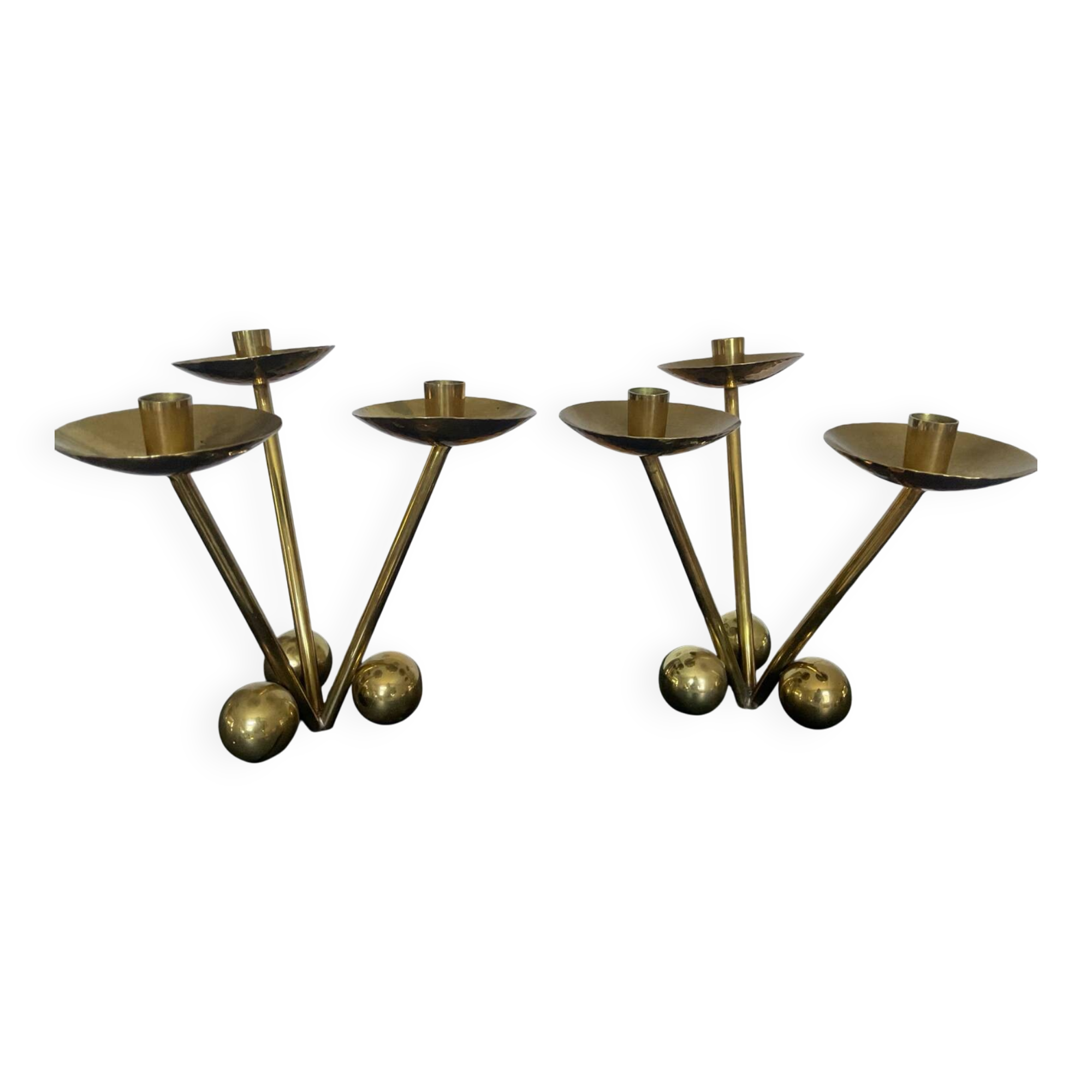 Pair of modernist bronze candlesticks