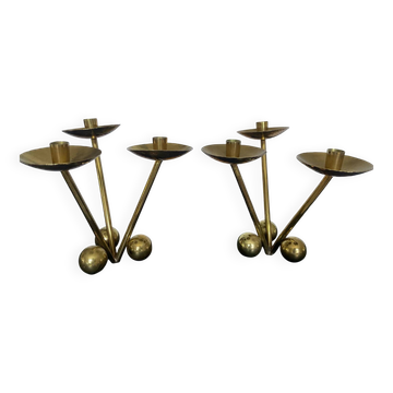 Pair of modernist bronze candlesticks