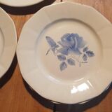 Set 4 flat plates Digoin blue flower