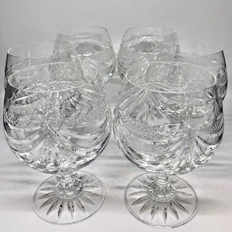 6 crystal cognac glasses