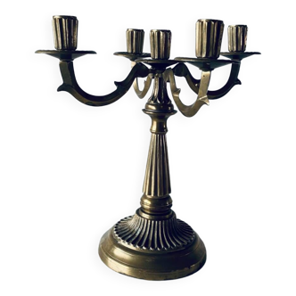 Five-branched brass candelabra