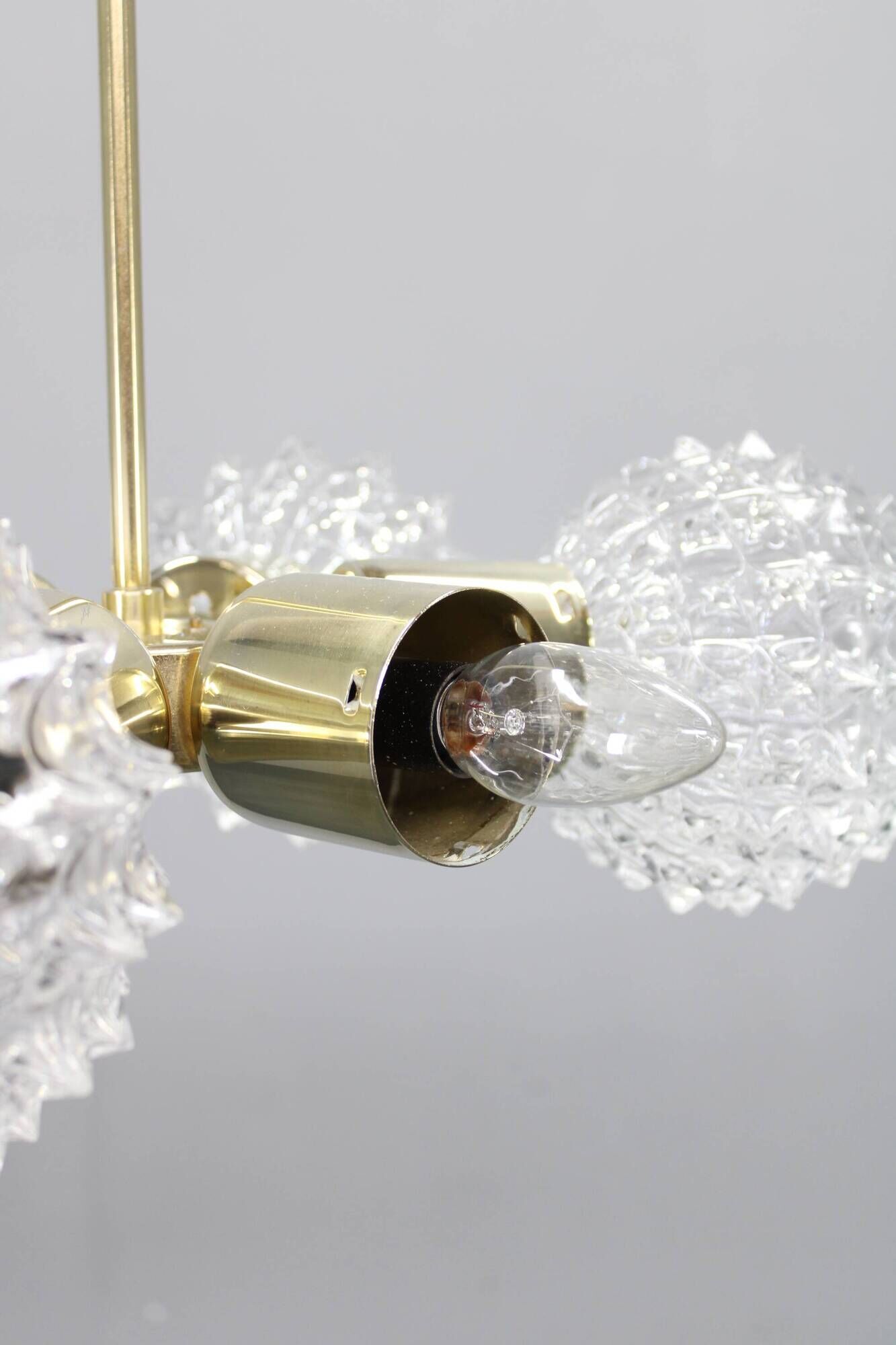 Mid-century Sputnik brass glass chandelier, 1970s Czechoslovakia