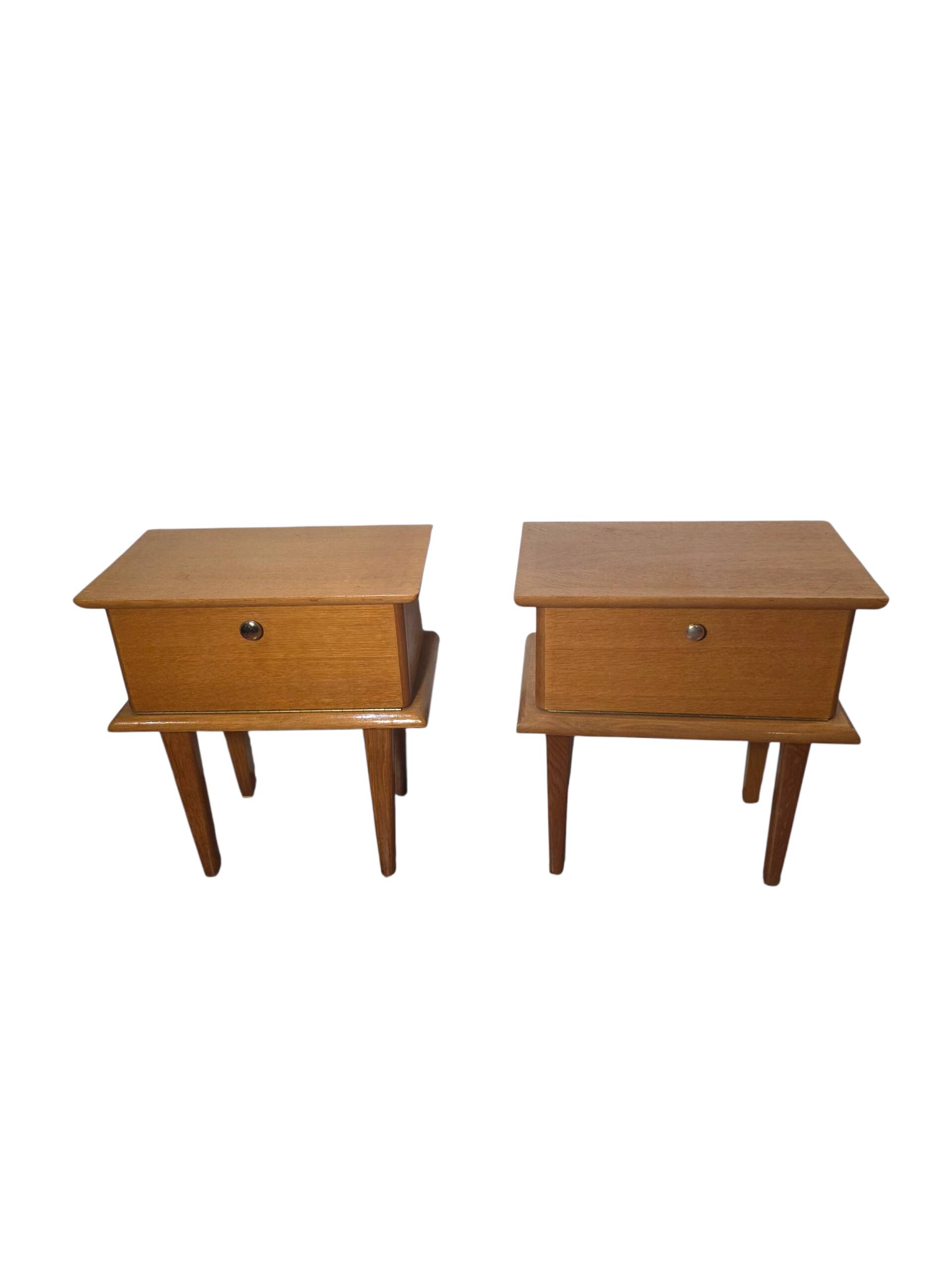 Pair of Scandinavian oak bedside tables, 1960s