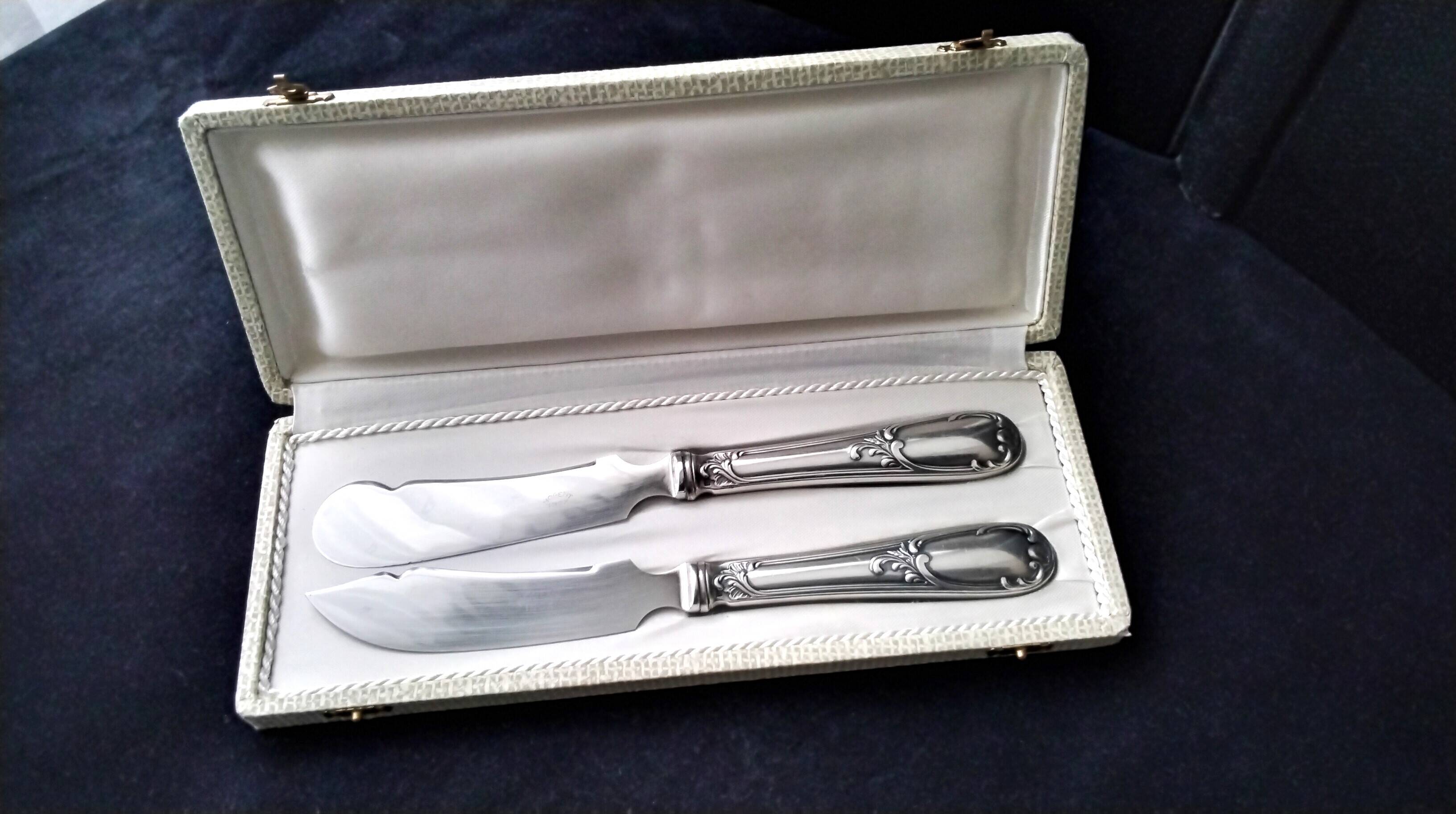 Set of 2 silver-plated and stainless steel Nogent serving knives