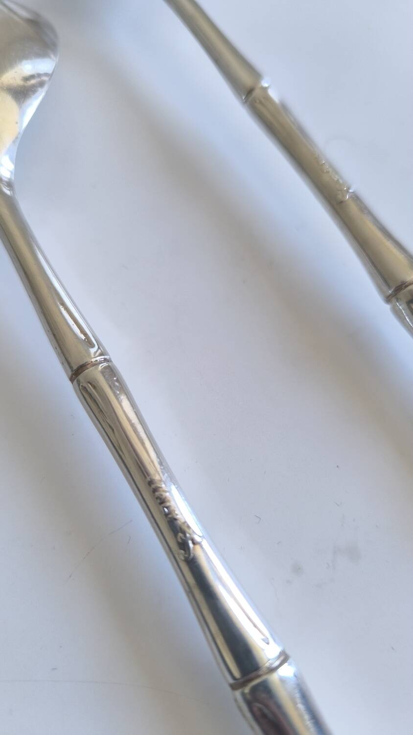 Silver plated salad servers, Italy, 1980s