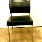 Suite of eight vintage chairs in chrome and imitation leather XX century