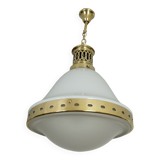 Art Deco pendant lamp from the 1920s in white opaline and frosted glass – Stamped B.A.G.