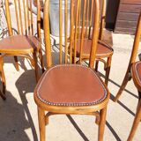 6 chaises Baumann en bois et simili cuir