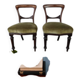 Set of 2 Victorian Balloon Back Chairs with Green Seats