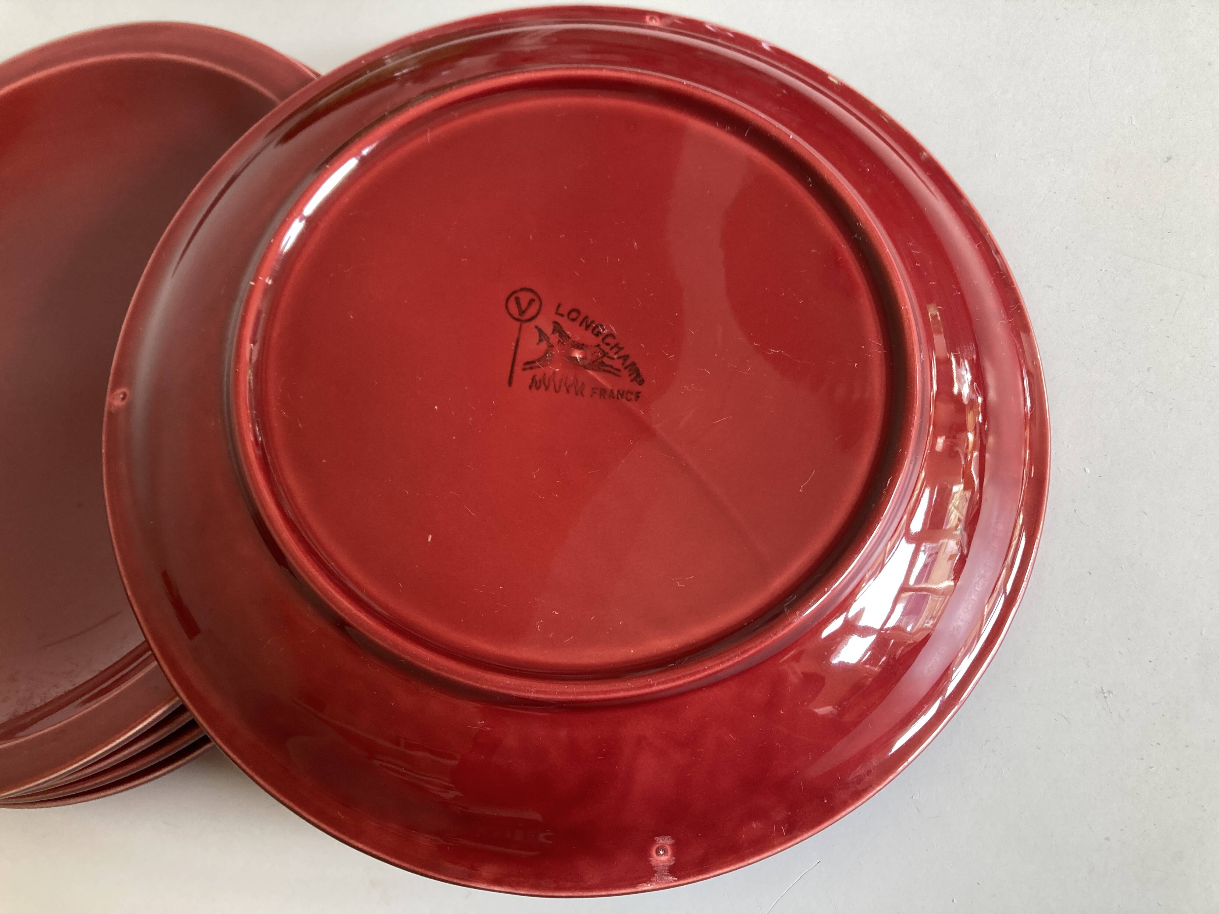 Set of 5 flat plates mid-century 1970 Longchamp earthenware