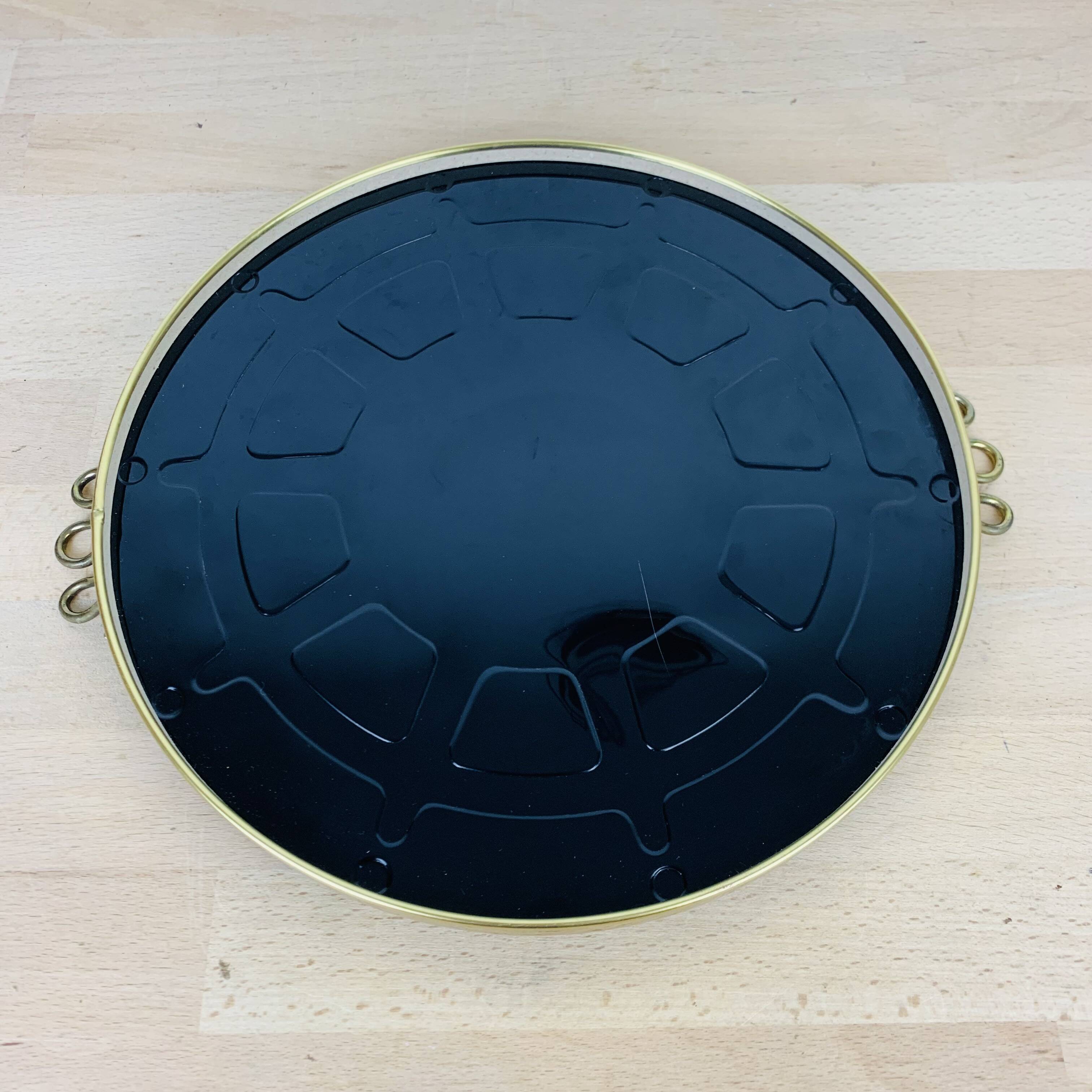 Black and golden brass tray from the 1950s