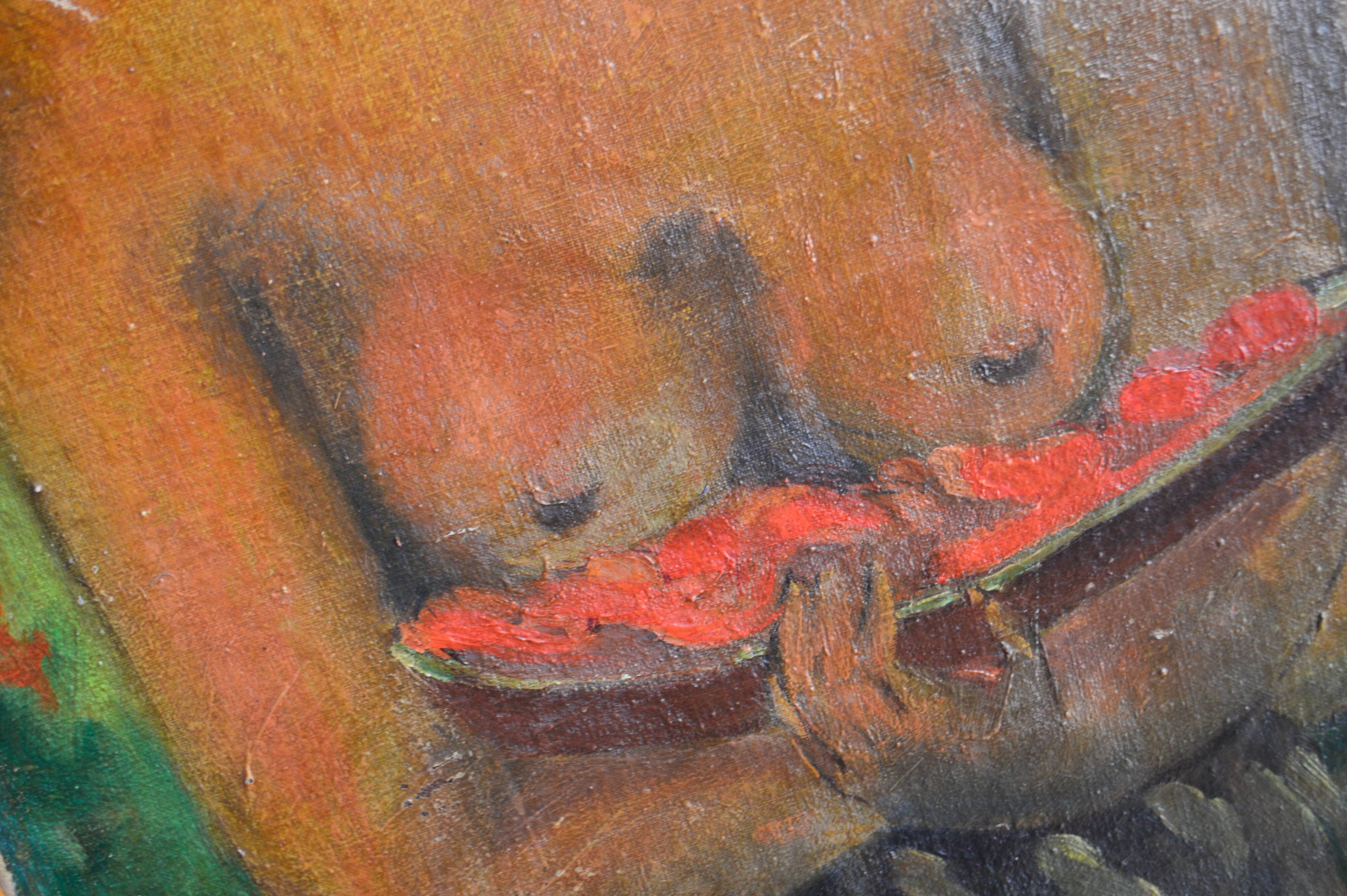 Ancient painting – Two female figures France (attributed), circa 1905–1925