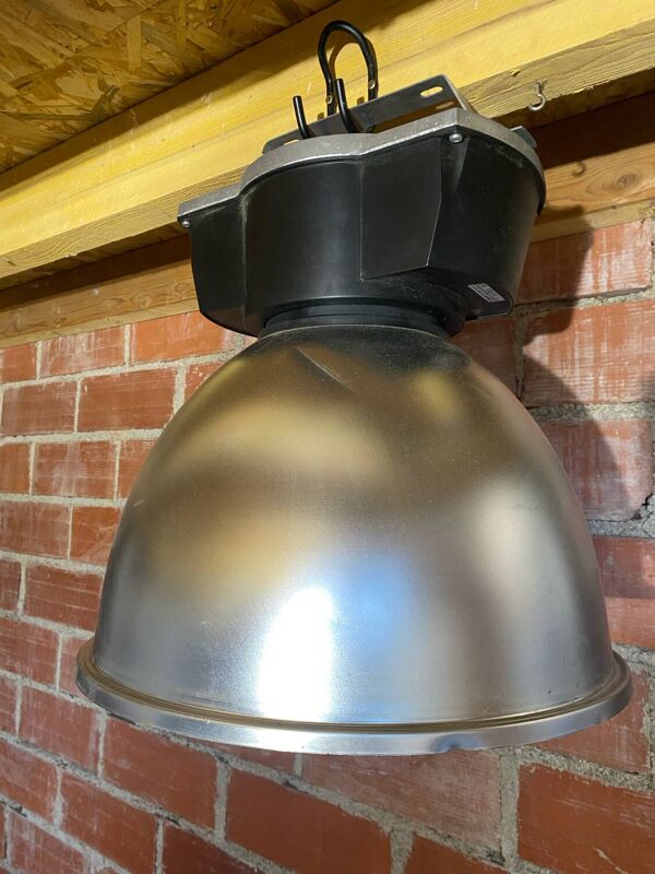 Suspension Ancienne Industrielle PHILIPS Globe Alu Gris  Vintage