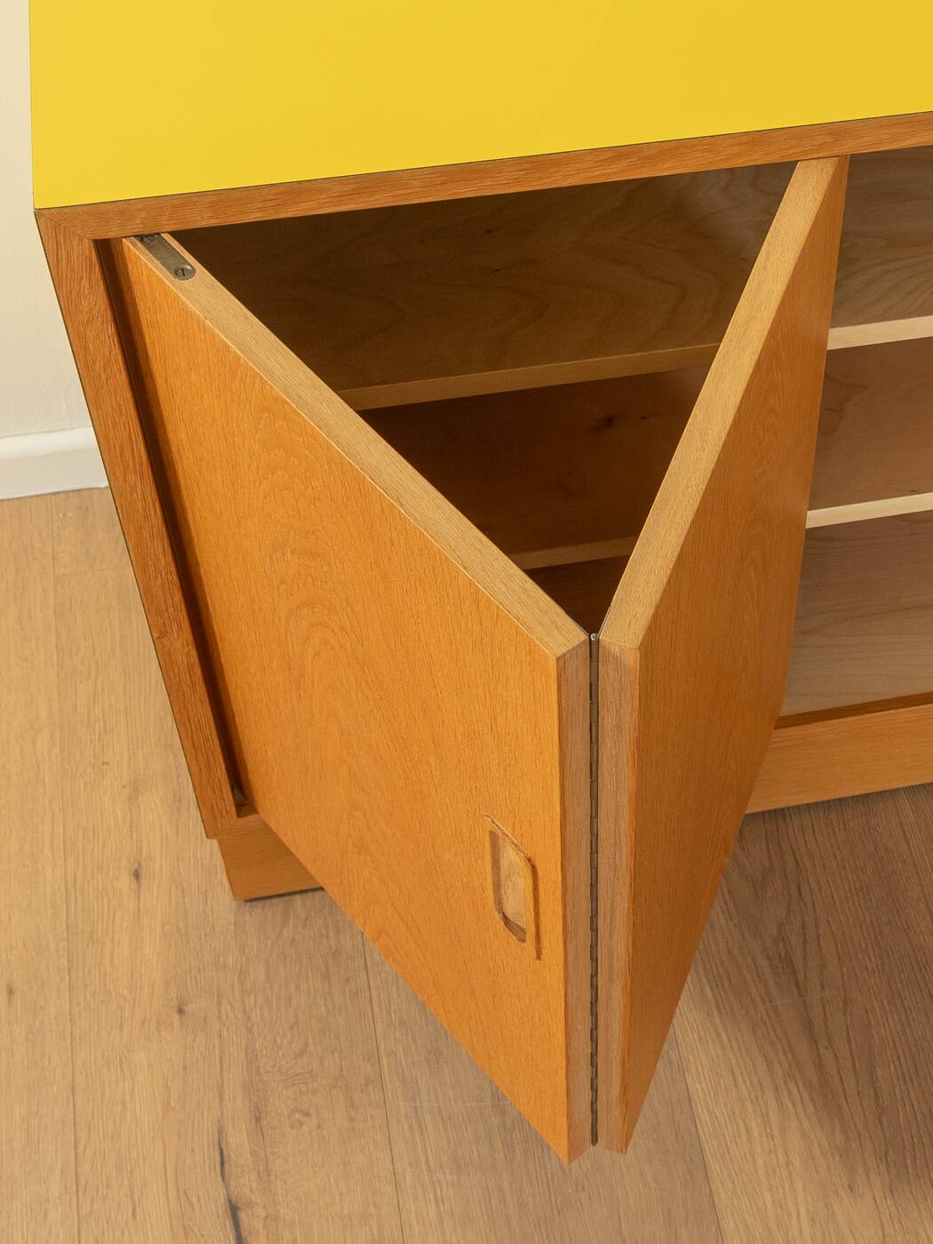 Sideboard by Poul Hundevad, 1960s, oak veneer, yellow Resopal