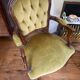 Cabriolets or Bergère armchairs Louis XV style in light green upholstered velvet