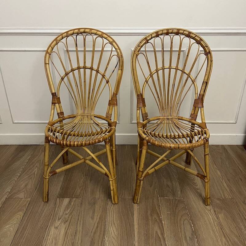 Pair of vintage rattan chairs