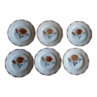 Set of 6 old dessert plates Digoin sarreguemines
