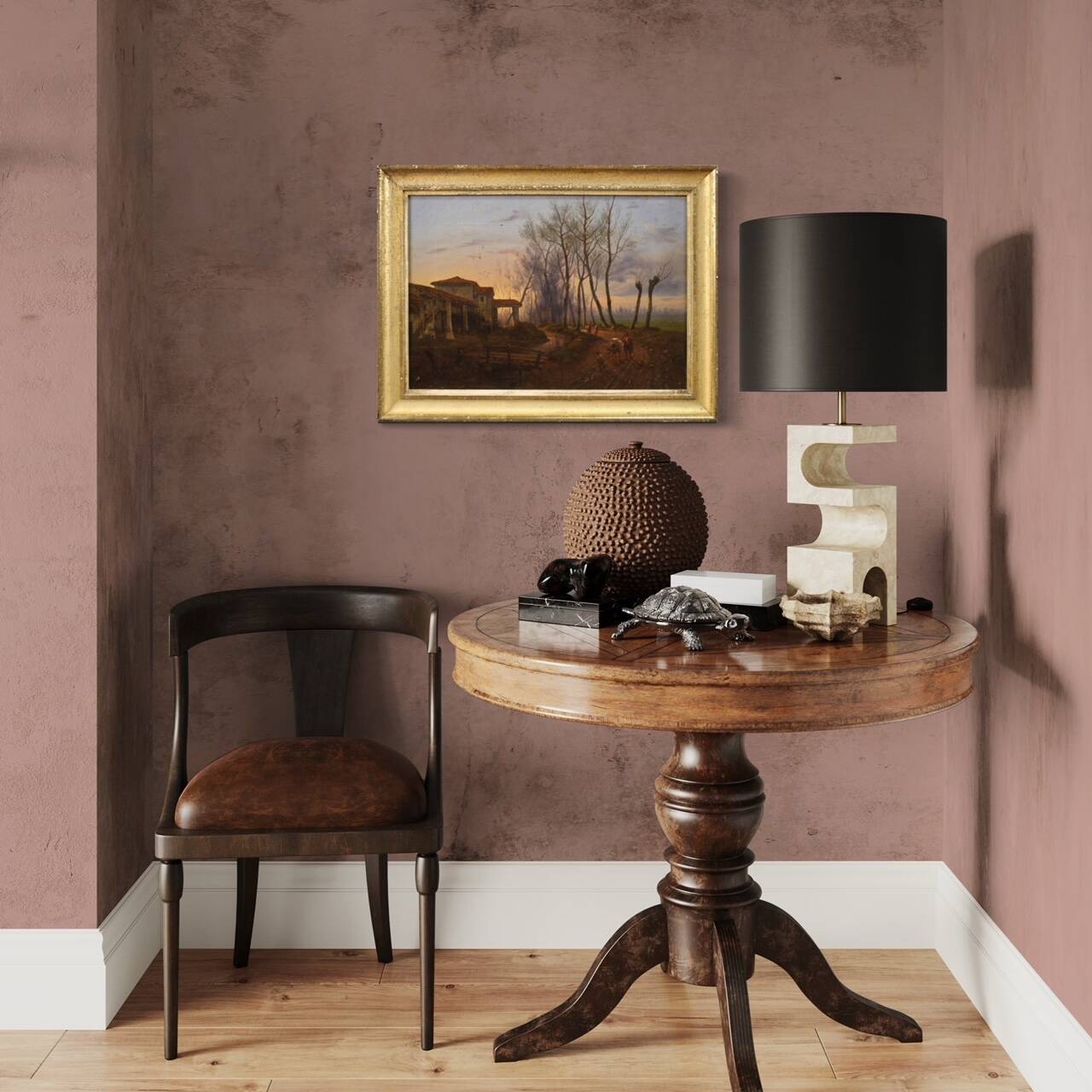 Antique French Painting Landscape From 19th Century