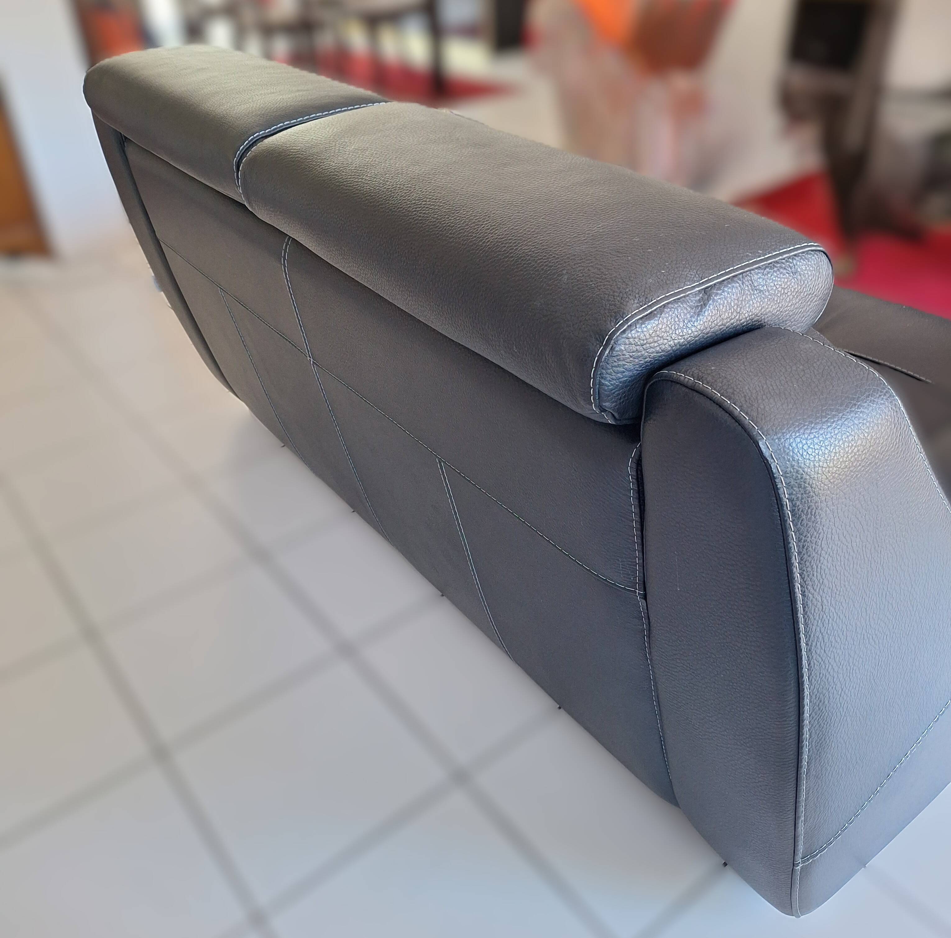Contemporary black leather sofa