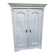 Vintage two-door wardrobe in painted white wood — late 19th century Hungarian style.