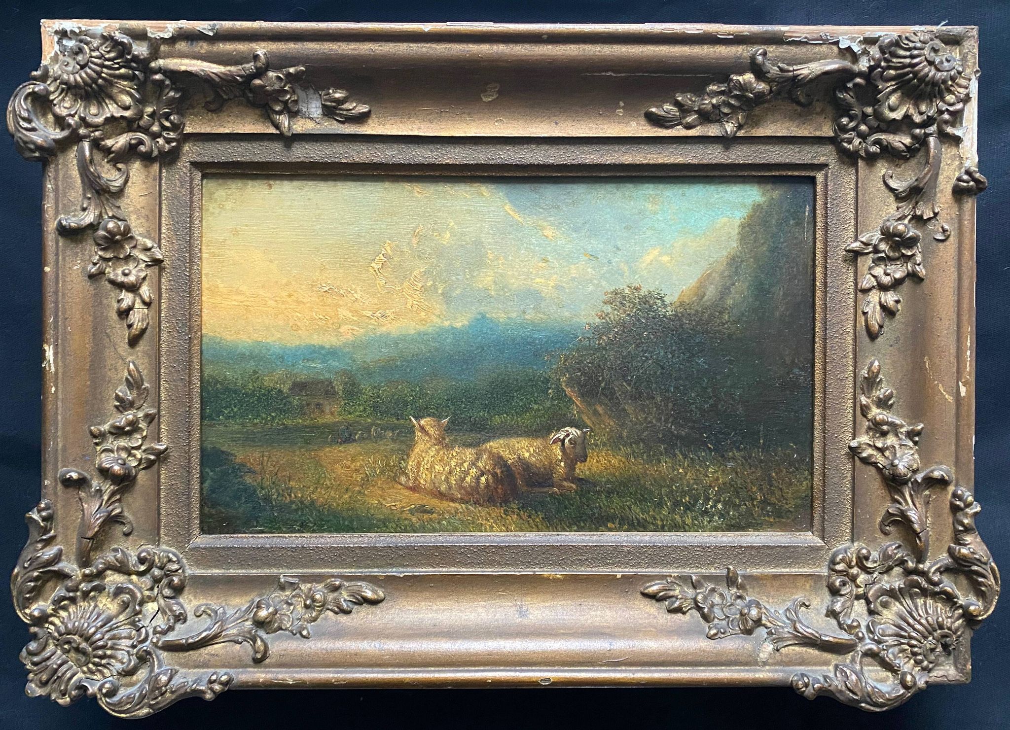 HSP painting "Pastoral with lambs" by Petrus Marius Brouwer (1819/1886)