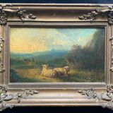 HSP painting "Pastoral with lambs" by Petrus Marius Brouwer (1819/1886)
