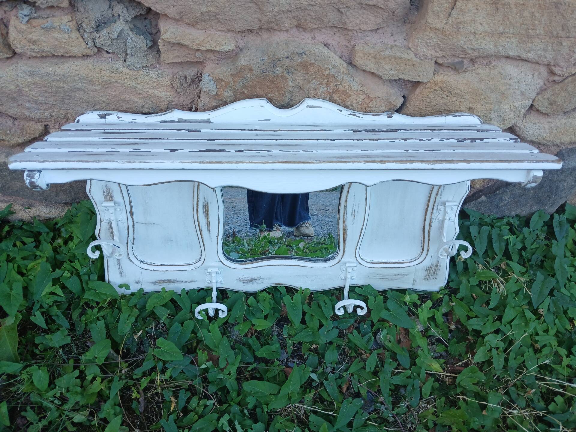 Vintage wooden wall coat rack