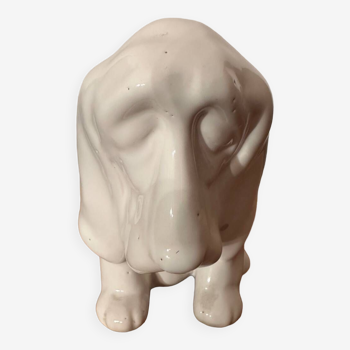 Figurine vintage chien cocker en céramique blanche