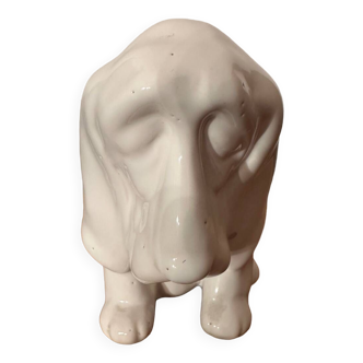 Figurine vintage chien cocker en céramique blanche