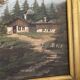 Old Oil Painting Canvas Swiss School Mountain Lake Shepherd Signed