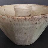 20th century ceramic tea light holder, La Borne stoneware, signed Jean Pierre Viot, dated 196