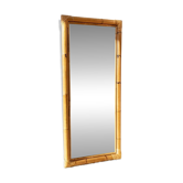 XL Bamboo Wood Wall Mirror in Natural Honey Tone, Made in Italy, 1940s Vintage Mid-Century