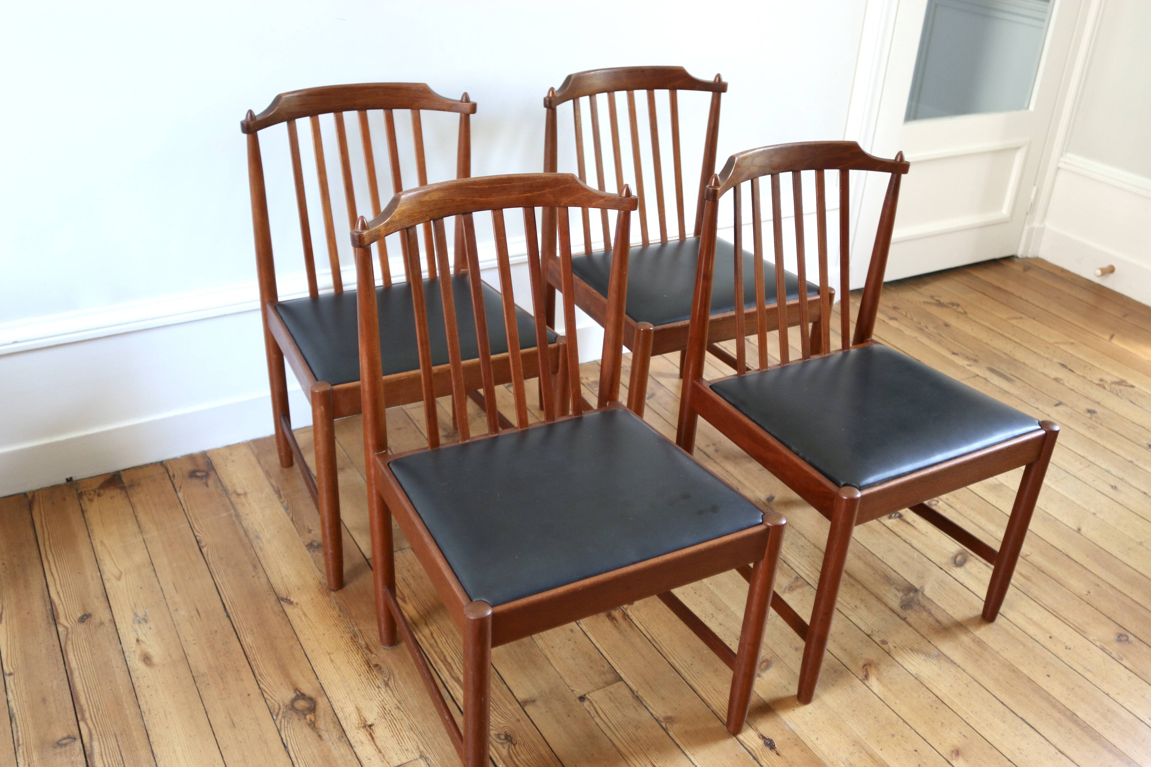 Set of 4 vintage Scandinavian teak Breox chairs, 1960