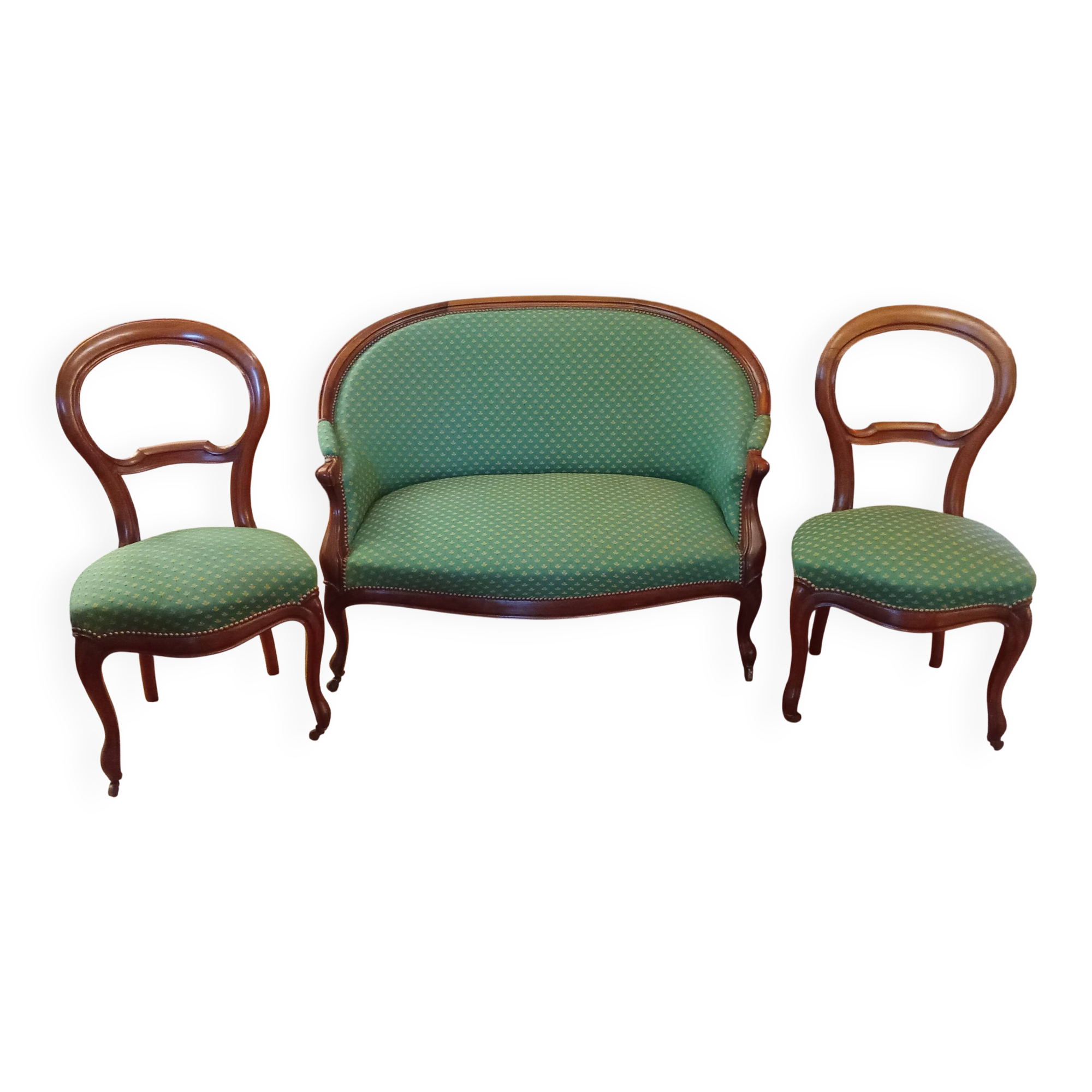 Ancienne banquette et ses deux chaises ancien salon  style Louis XV