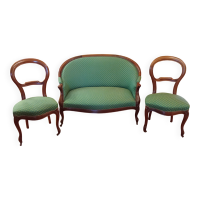 Ancienne banquette et ses deux chaises ancien salon  style Louis XV