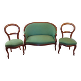 Ancienne banquette et ses deux chaises ancien salon  style Louis XV