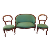 Antique bench and two chairs from an antique Louis XV style living room