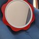 Round wall mirror 53 cm red/white vintage 1960s/70s