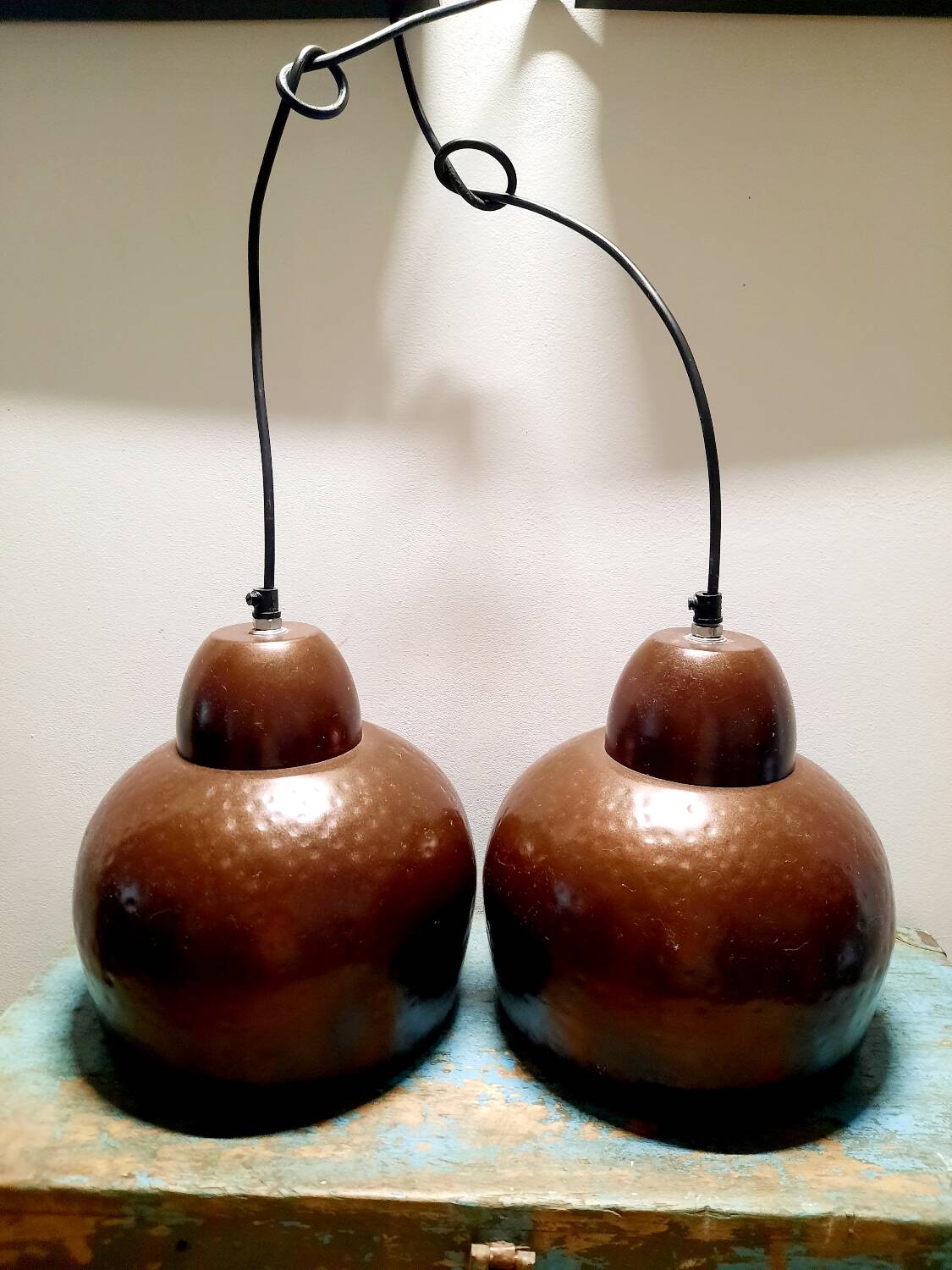 Lot de 2 suspensions métal couleur cuivre