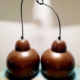 Set of 2 copper-colored metal pendant lights