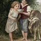 Pastoral scene painting on porcelain, 19th century