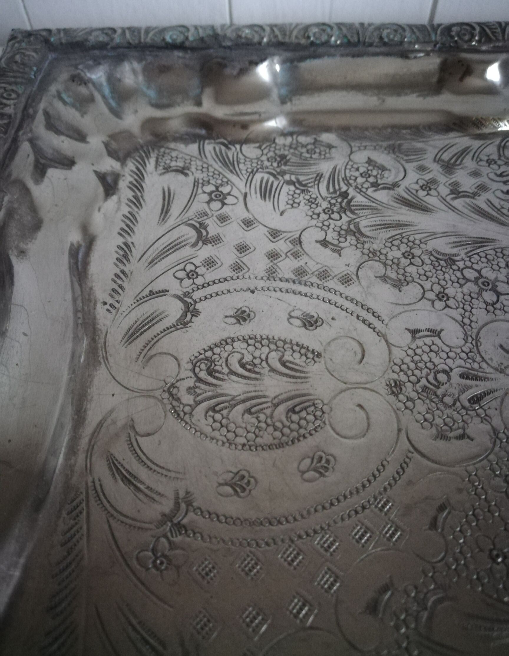 Silver metal tray