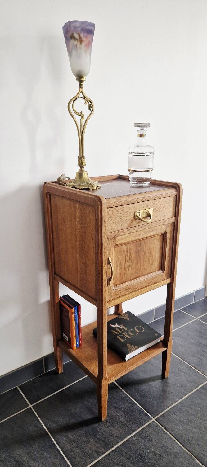 Art Deco style bedside table in solid oak, 1930s