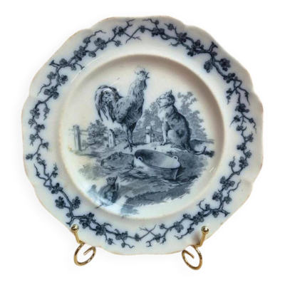 Assiette en terre de fer anglaise B.W.M. & Co – Fables – Émile Bourgeois – vers 1900
