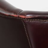 Set of 2  Cowhide Leather Wingback Chairs in English Style