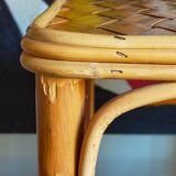Side service table in wood and rattan 50s