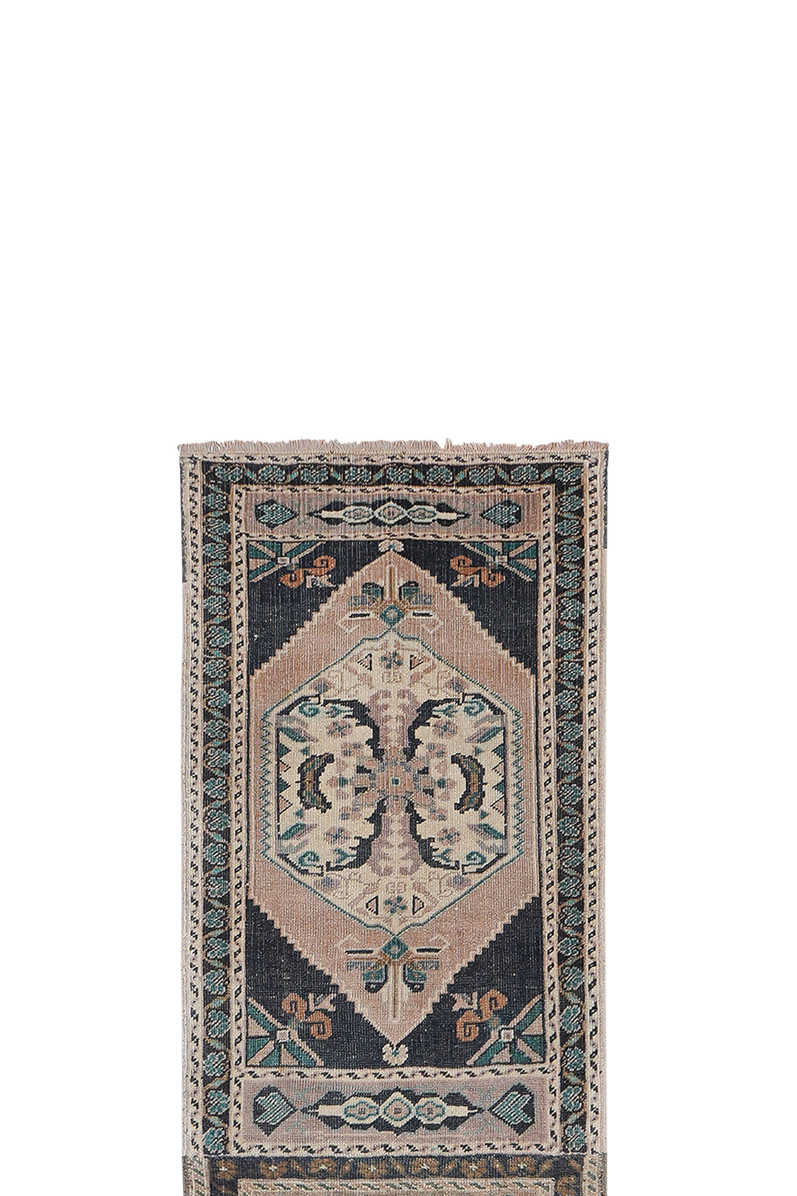 Vintage Turkish Oushak Rug Handwoven 59x200 cm